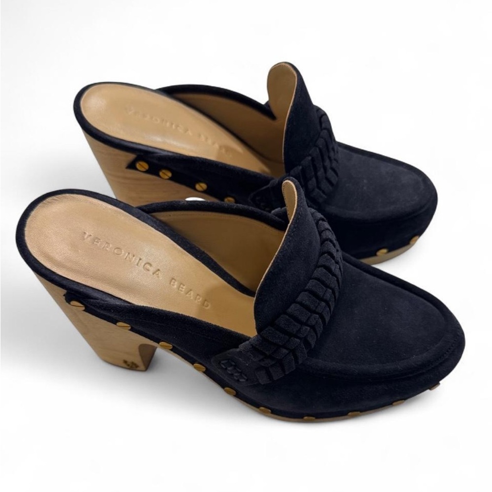 Veronica Beard Delia Clogs in Navy Suede